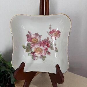Vintage Schumann Bavaria Wild‎ Rose Porcelain Bowl Gold Trim Germany